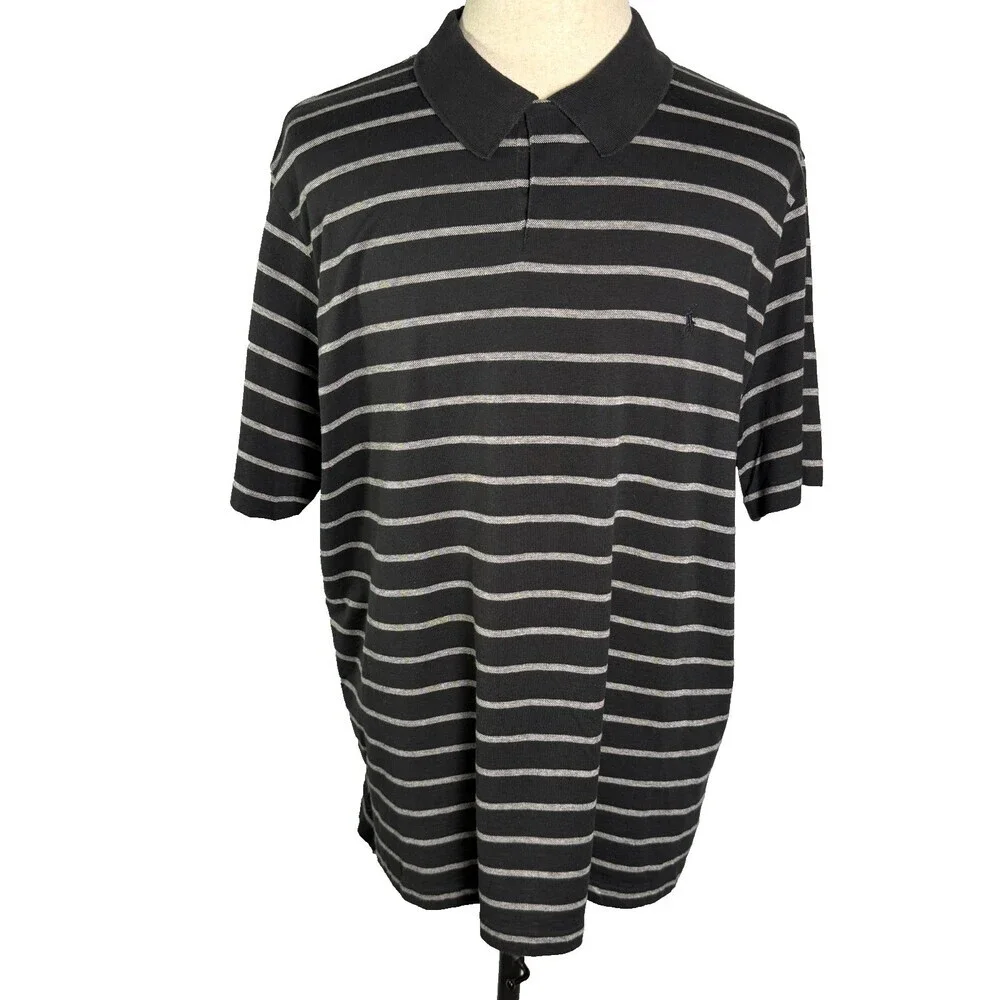 Polo by Ralph Lauren Pima Cotton Men's Polo Shirt, XXL Black & Gray Stripes Soft